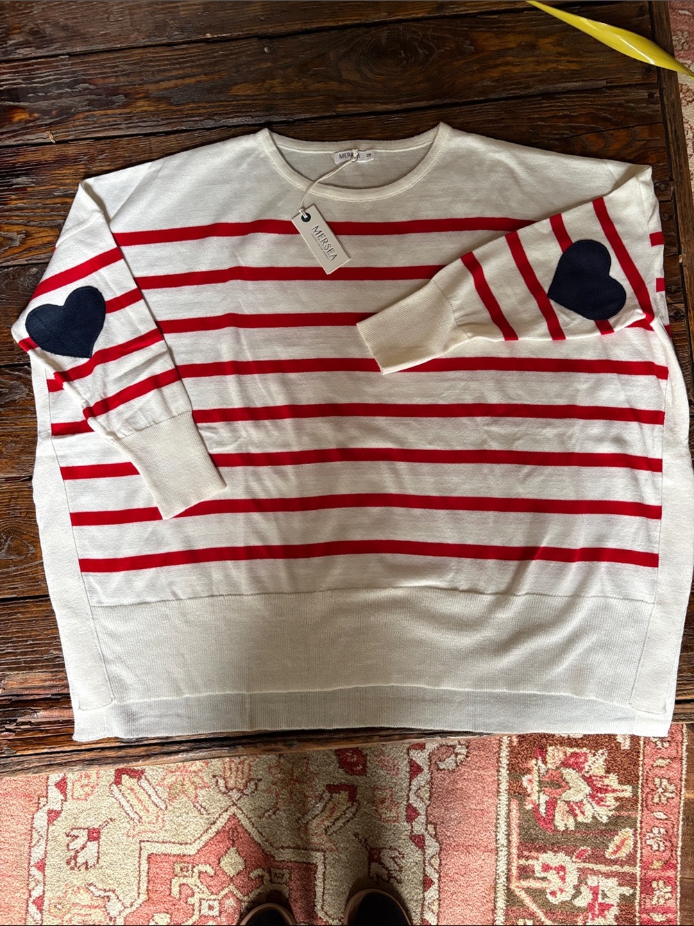 Mersea Striped Knit Top in Cream & Red